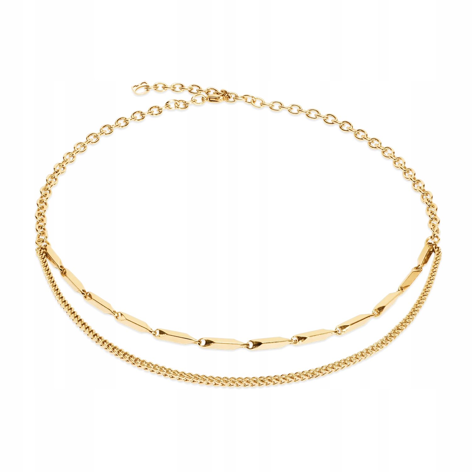 Náhrdelník Coeur de Lion Twisted Layers Dvojitý ocel pozlacený, nastavitelný