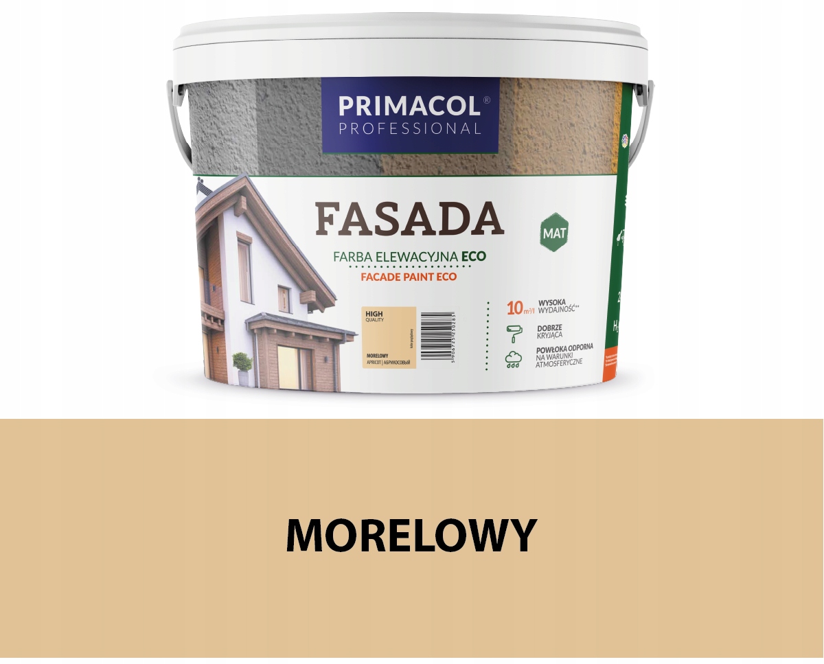 Primacol Fasada Eco Farba Elewacyjna Fasadowa 9L Morelowy Mat
