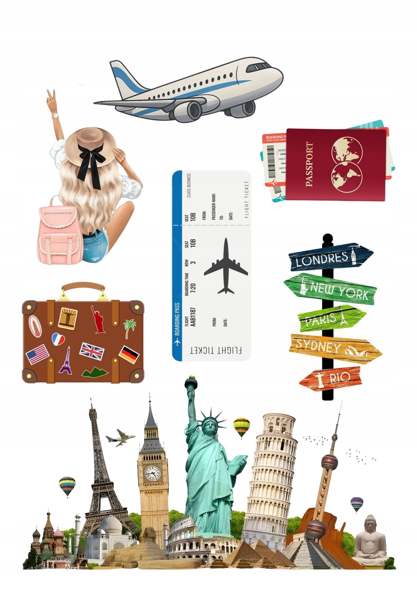 Wydruk na masie cukrowej Dla Podróżnika Travel