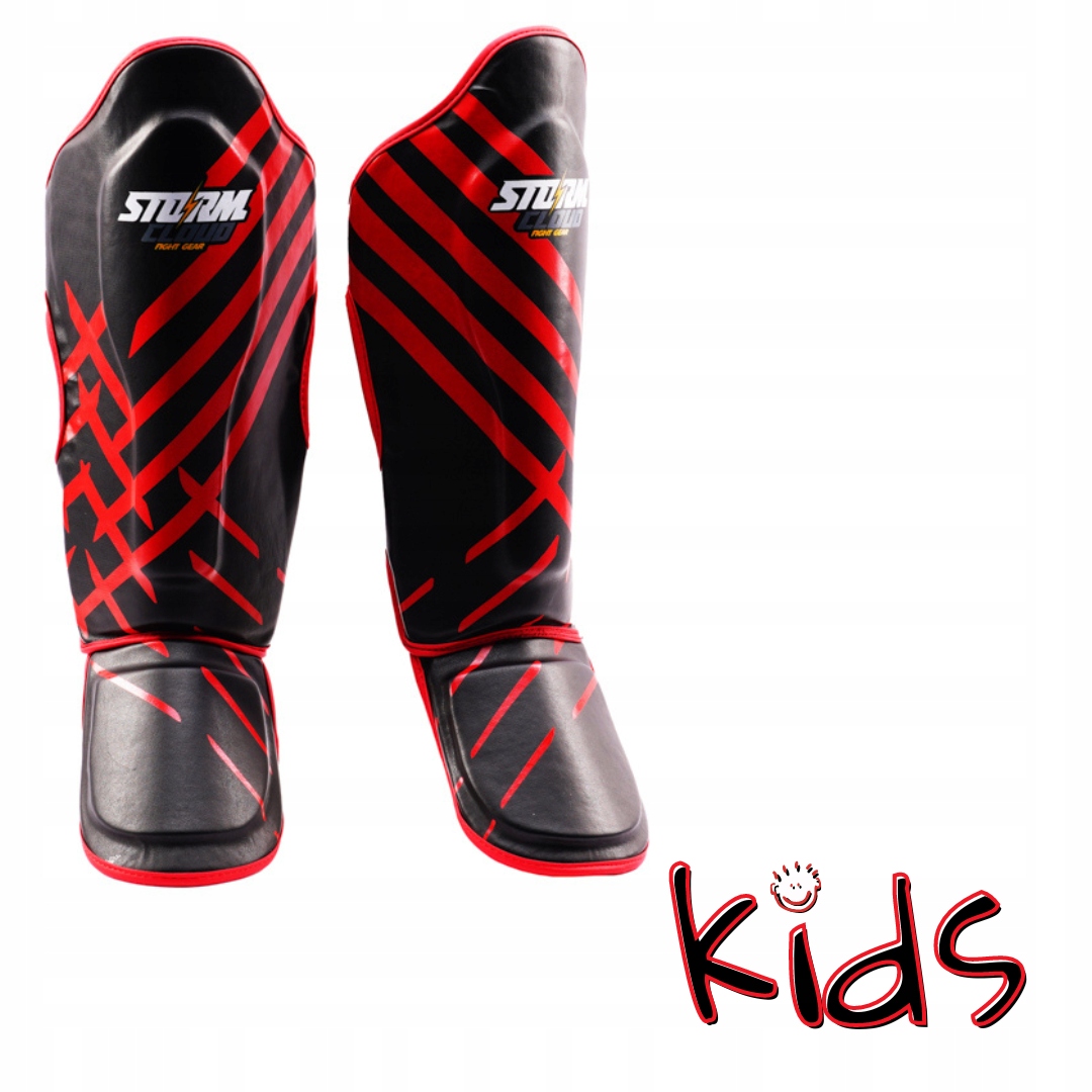 StormCloud Ochraniacze na piszczele dziecięce Lynx Czarno-Czerwone Junior M