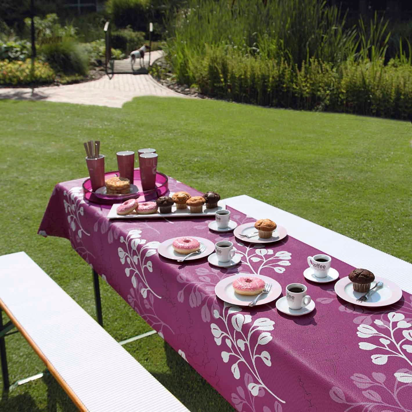 

Obrus Ogrodowy Piankowy Różowy Biały Szary 90x260