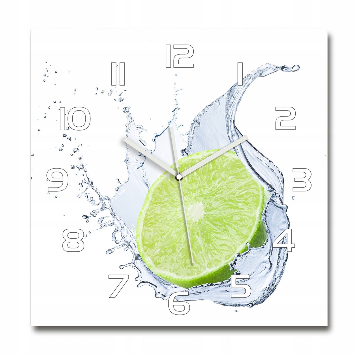 

Szklany kwadratowy zegar z nadrukiem Limonka 60x60