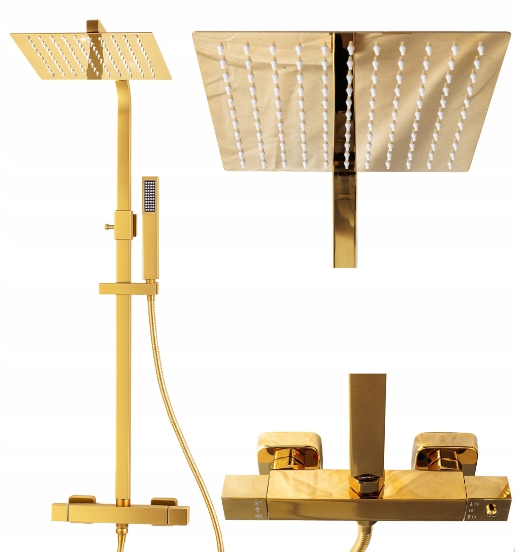 Sprchový set s termostatem na omítku Indes Angelo zlatá