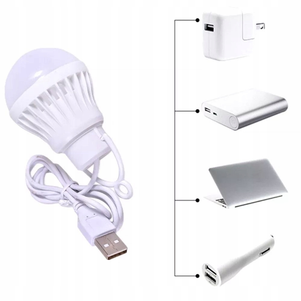 Żarówka turystyczna LED USB 5W Moc 5 W