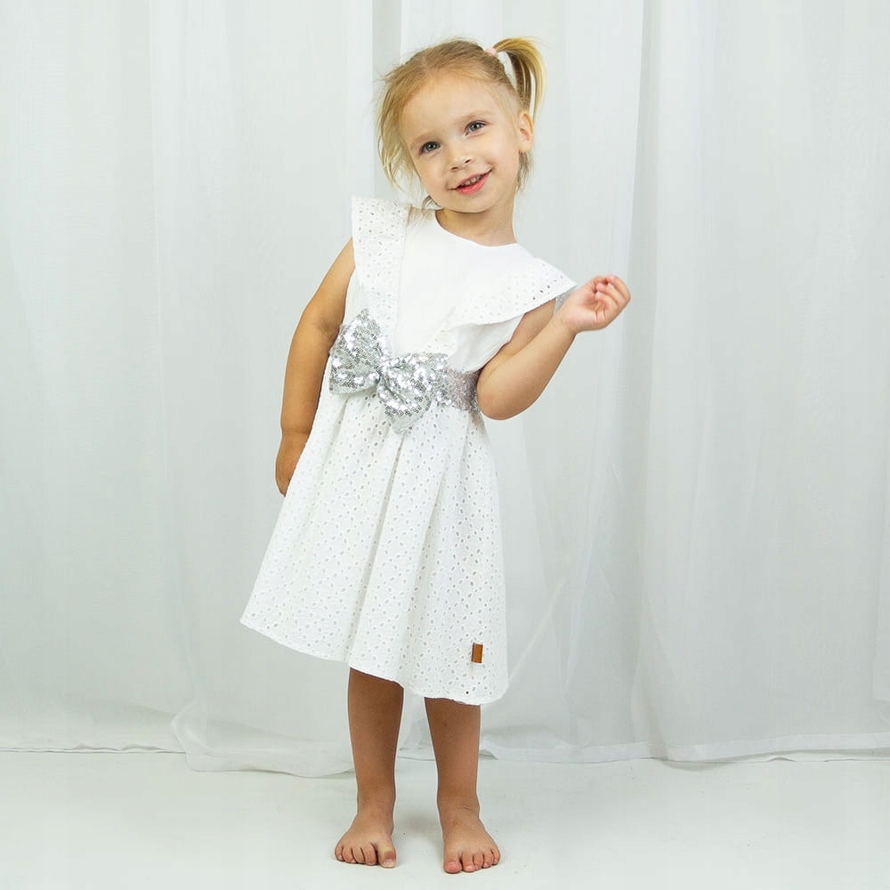 OZDOBNY PASEK DO SUKIENKI DLA DZIEWCZYNKI CEKINOWY WIĄZANY SREBRNY Marka Inna marka