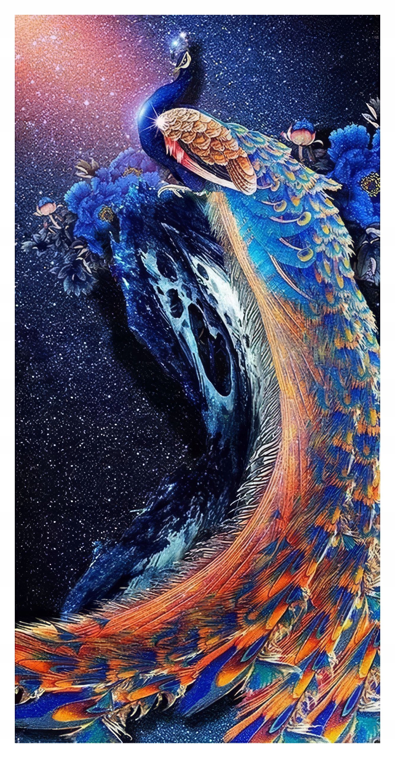 Diamantová Výšivka Diamond Painting Mozaika Hvězdný Páv 45x85 cm Sada 5D