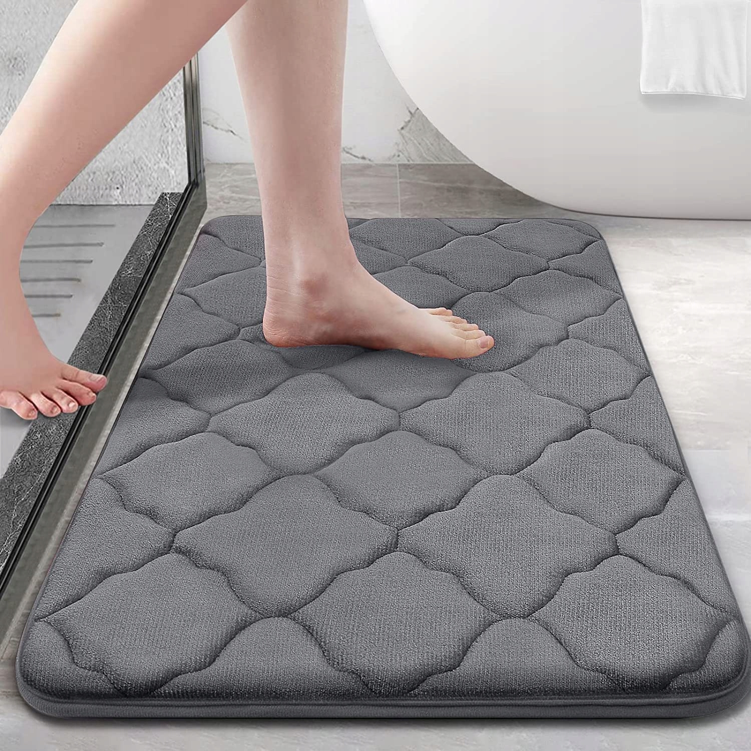 Koupelnové rohože Homaxy Memory Foam 40x60 cm Šedé Protiskluzové