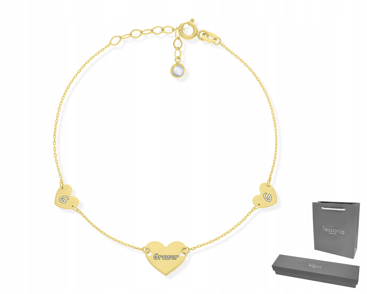 Zlatý Náramek 585 Srdce Hladký Gravírování Dámské Jako Dárek