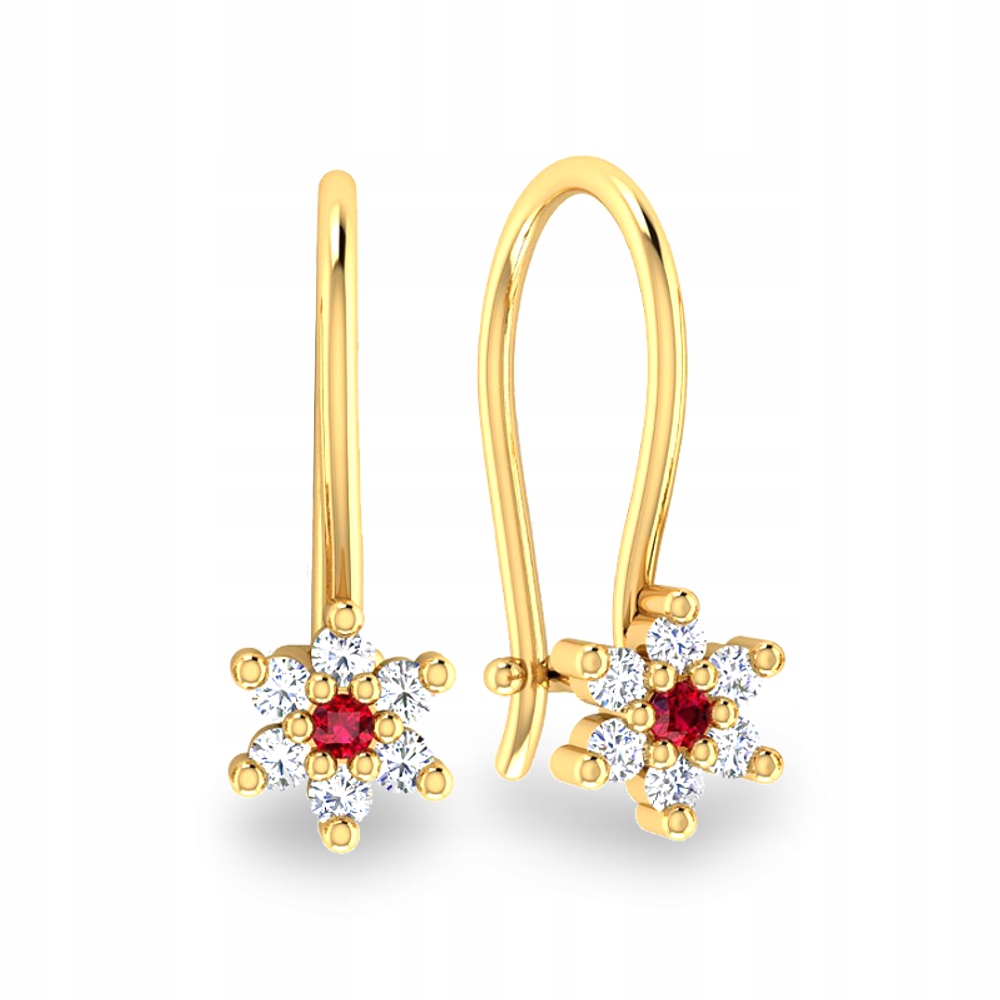 ZŁOTE KOLCZYKI KWIATKI 585 KWIATY BIGIEL KOLORY Marka Deem