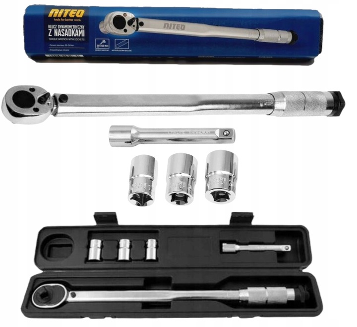Klucz Dynamometryczny Z 3 Nasadkami Niteo 28-210 Nm
