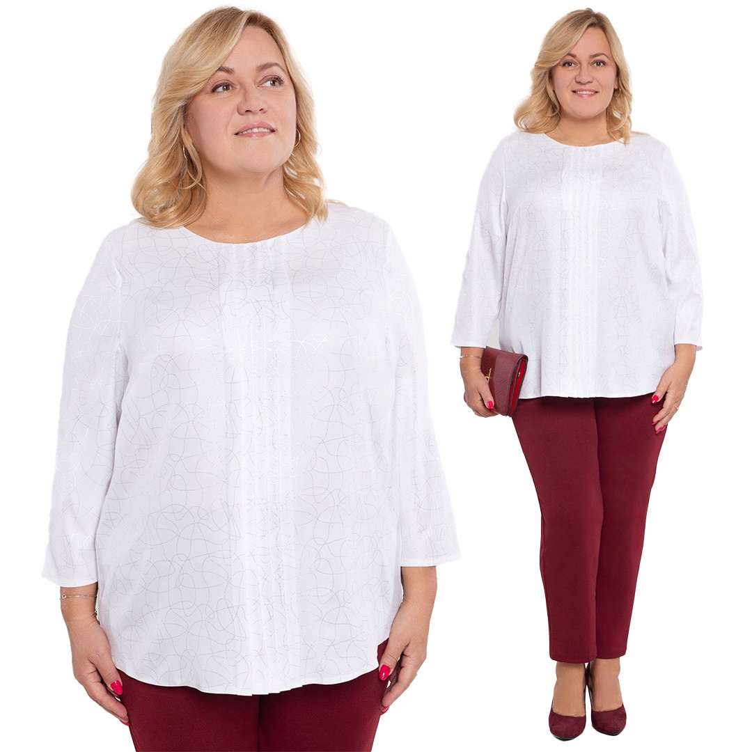 Bílá halenka se stříbrným vzorem 48