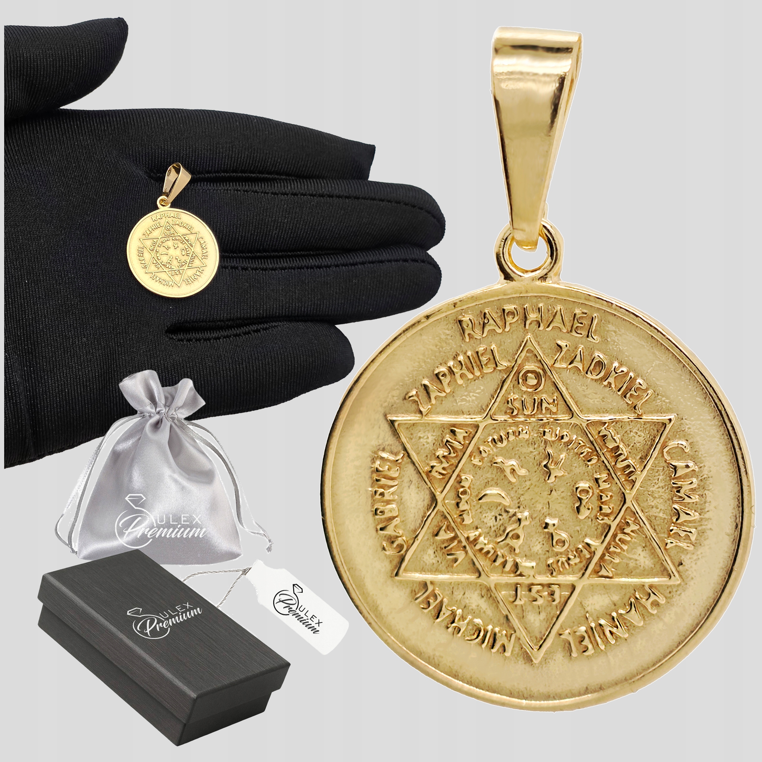 Pozlacený medailon Sedmi archandělů Talisman Amulet Stříbro ryzost 925