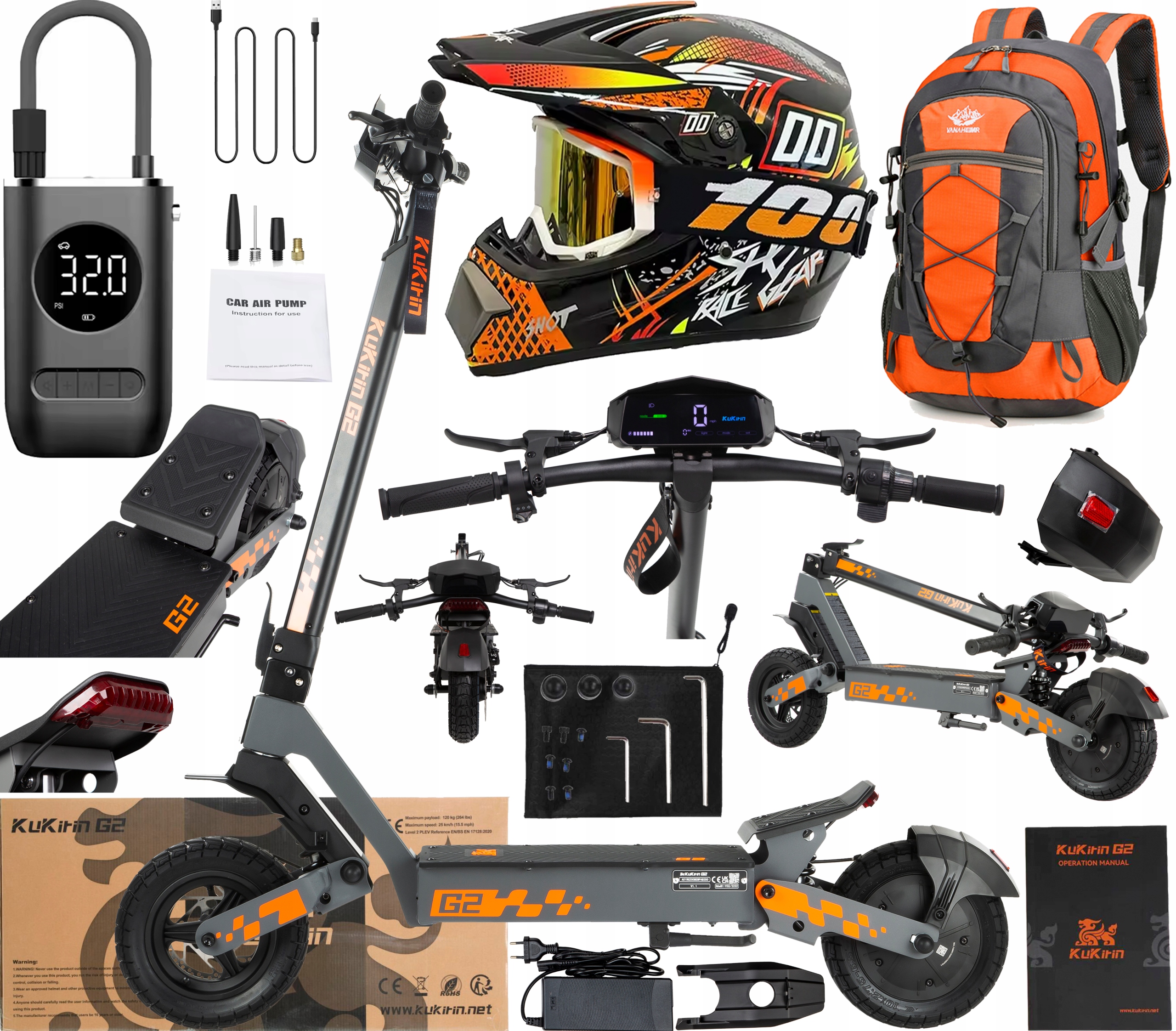 2026 KuKirin G2 Elektrické vozidlo 800W 48V 15Ah 45KM/H Terénní +Dárek