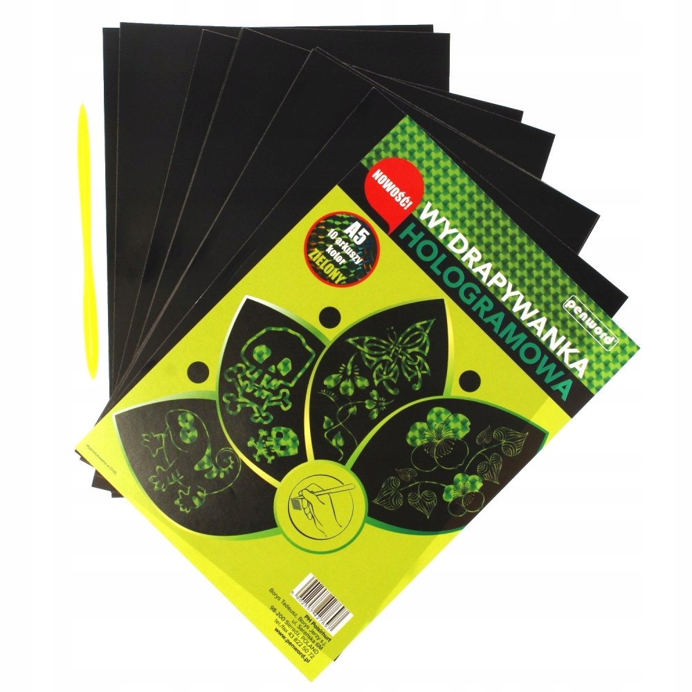wydrapywanka hologramowa A5 ZIELONA a'10 + rylec — 6