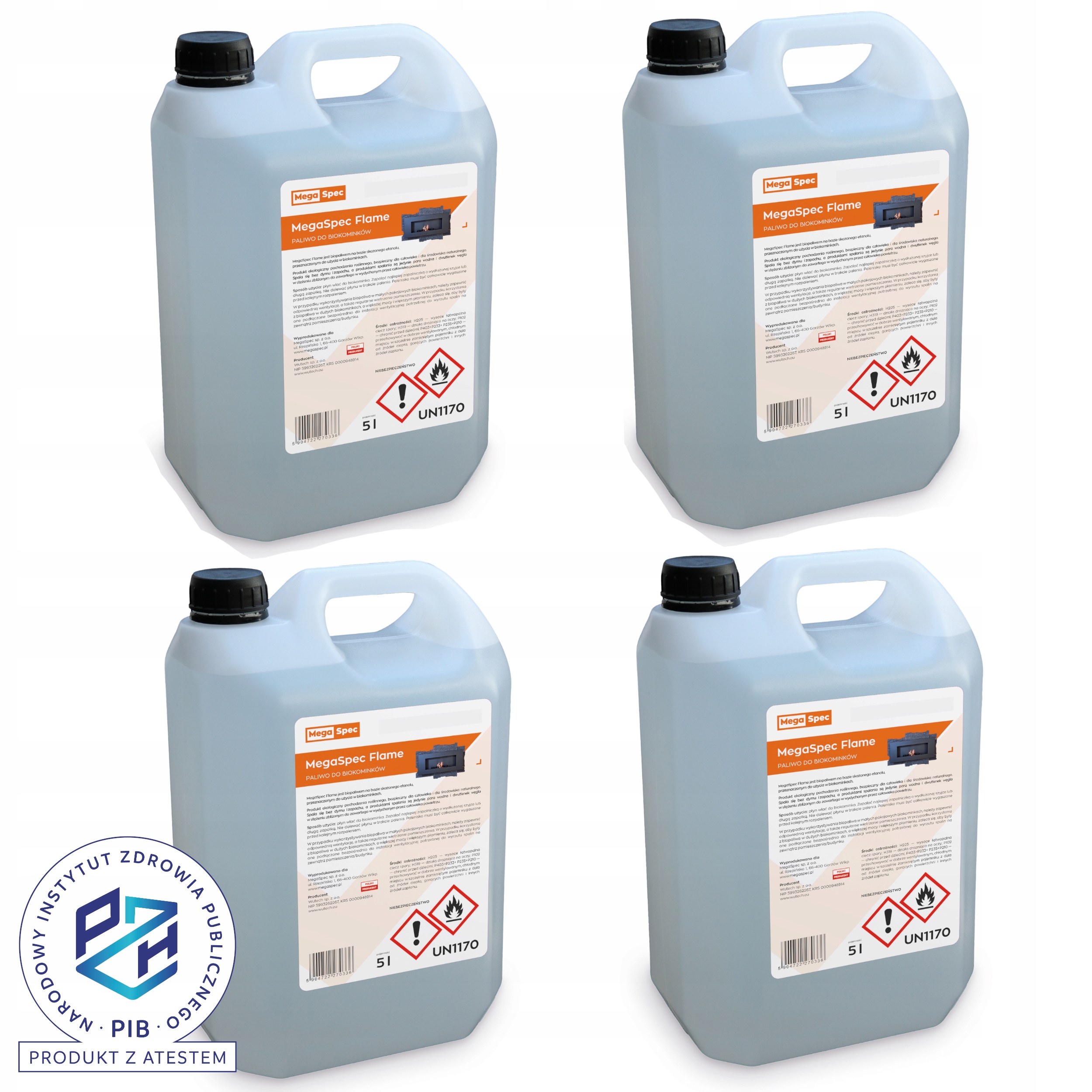 Paliwo do biokominków ATEST PZH 20L (4x5L) Megaspec Flame Bio Bioetanol