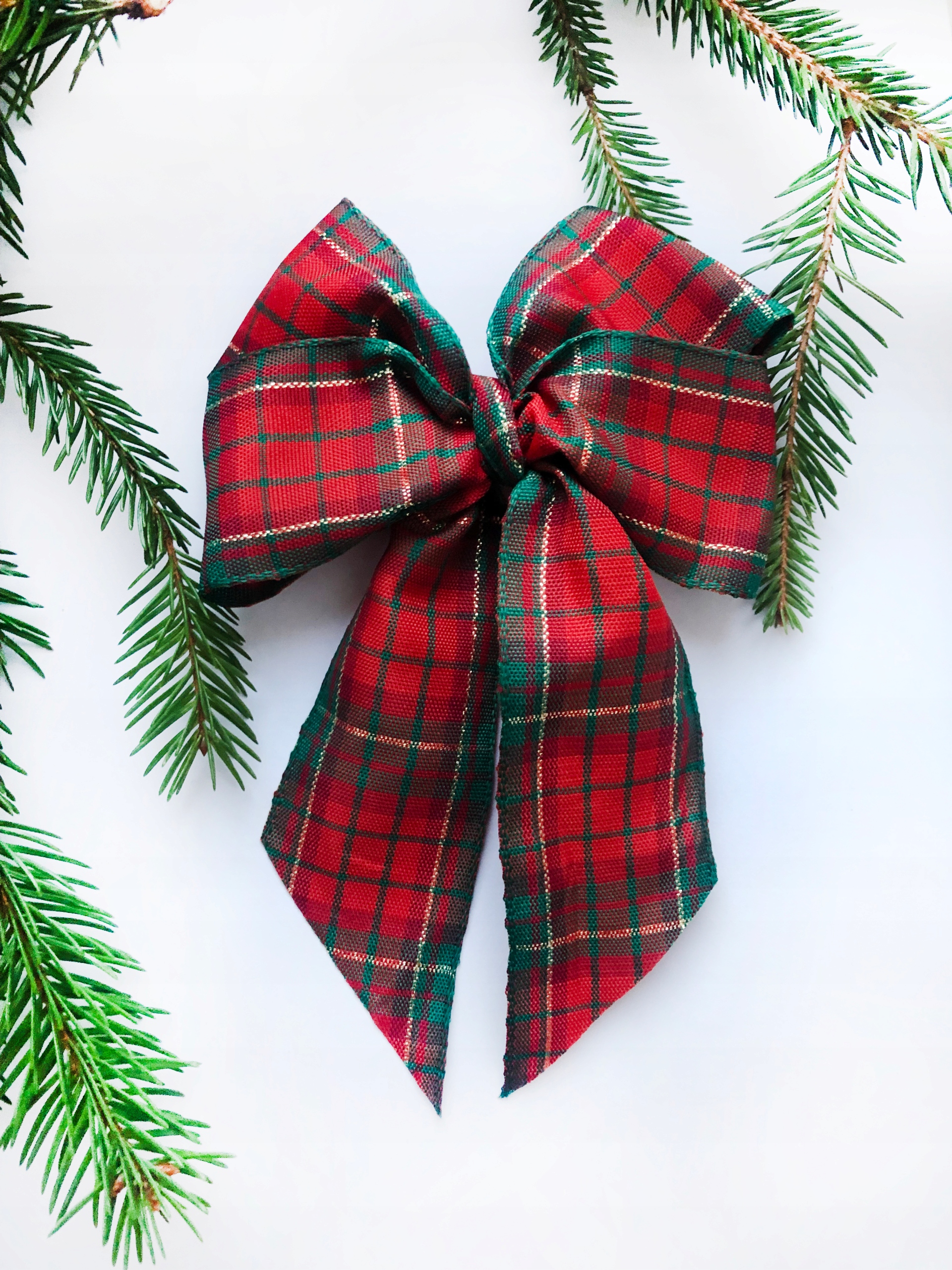 

Kokardki na choinkę w kratkę, szkocka krata 14cm