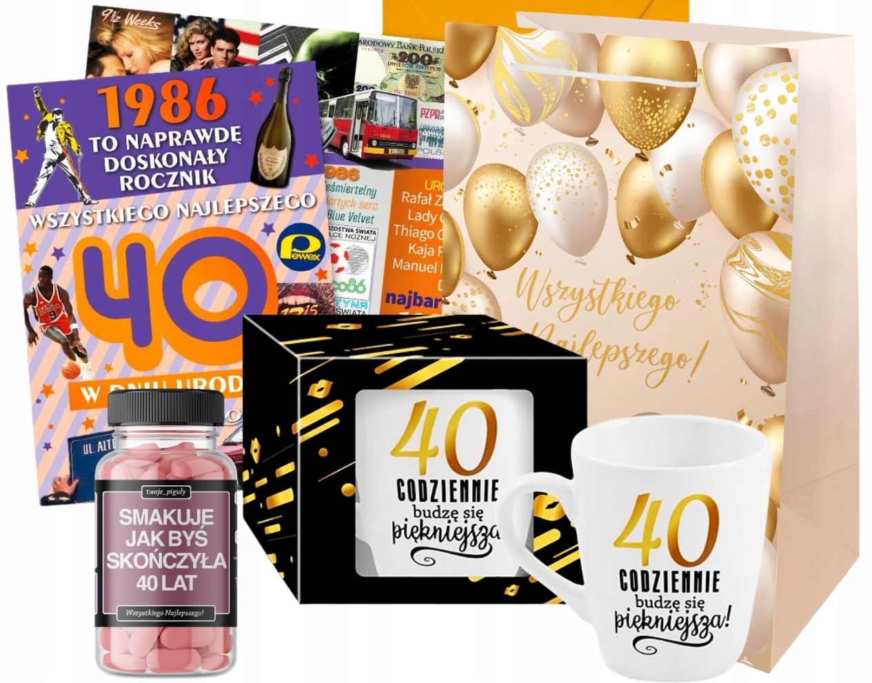 na 40 urodziny Rocznik 1985 – Kartka Kubek na 40 Gadżet Torba