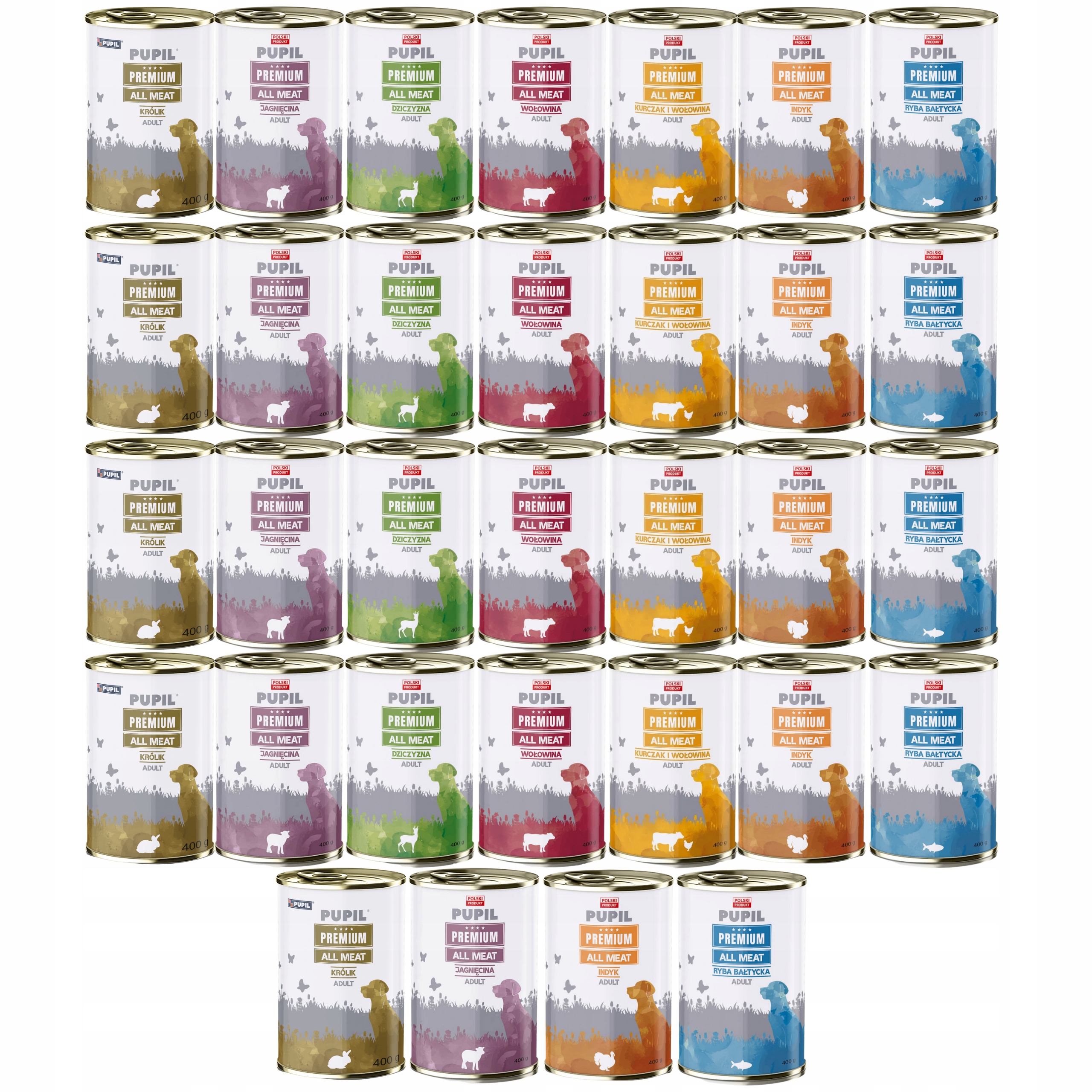 Levně Pupil Premium All Meat Krmivo mokré pro psa mix chutí 32 x 400 g