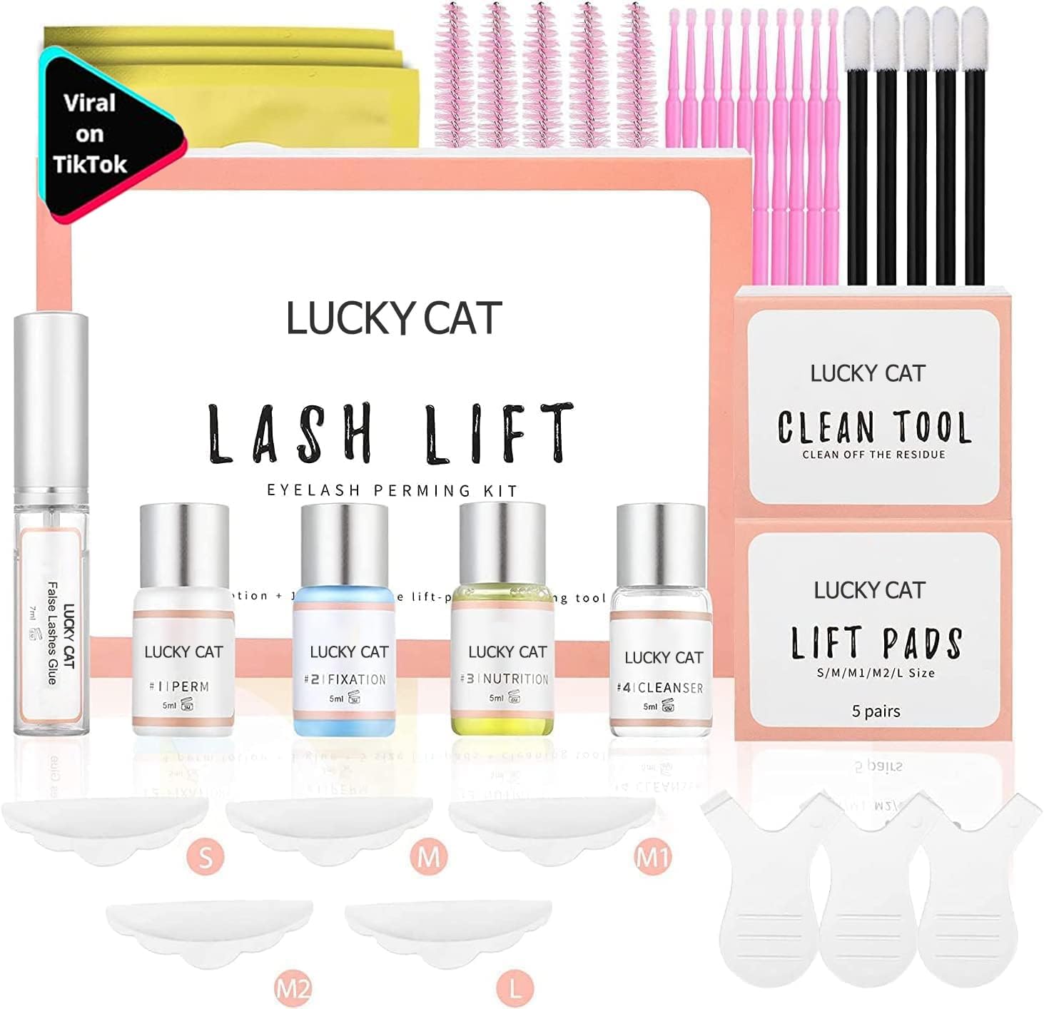 LUCKY CAT LASHLIFT Zestaw Do Liftingu Rzęs I Brwi Profesjonalny Rzęsy Brwi — miniatura 6