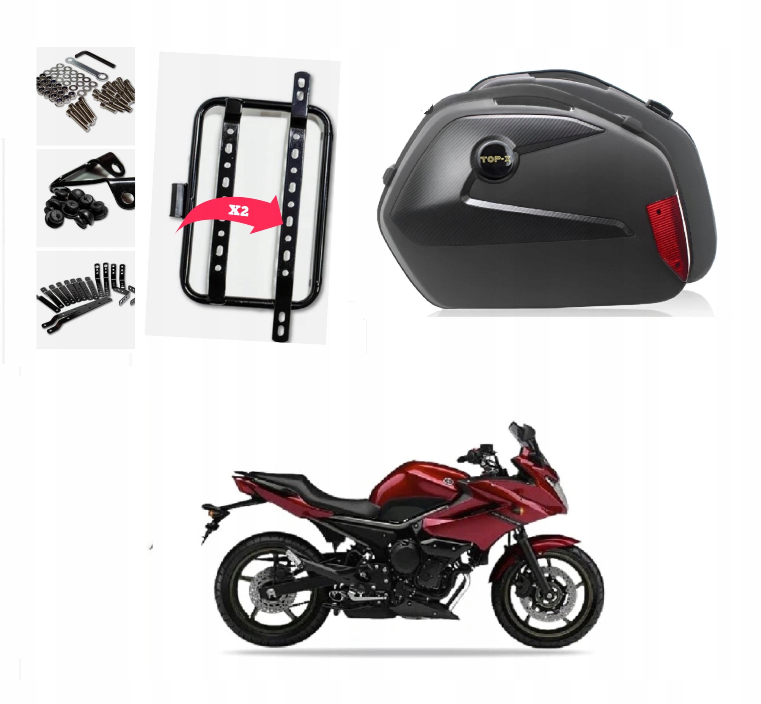 Boční kufry Vypínací motocyklové univerzální Yamaha XJ6 Tdm MT07 Xt Xtx FZ8