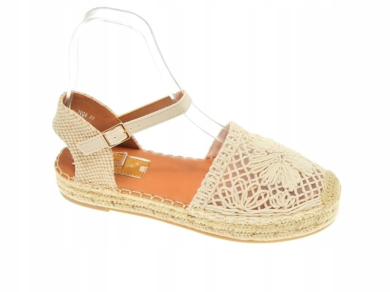 Płaskie Espadryle Ażurowe Beige r.39