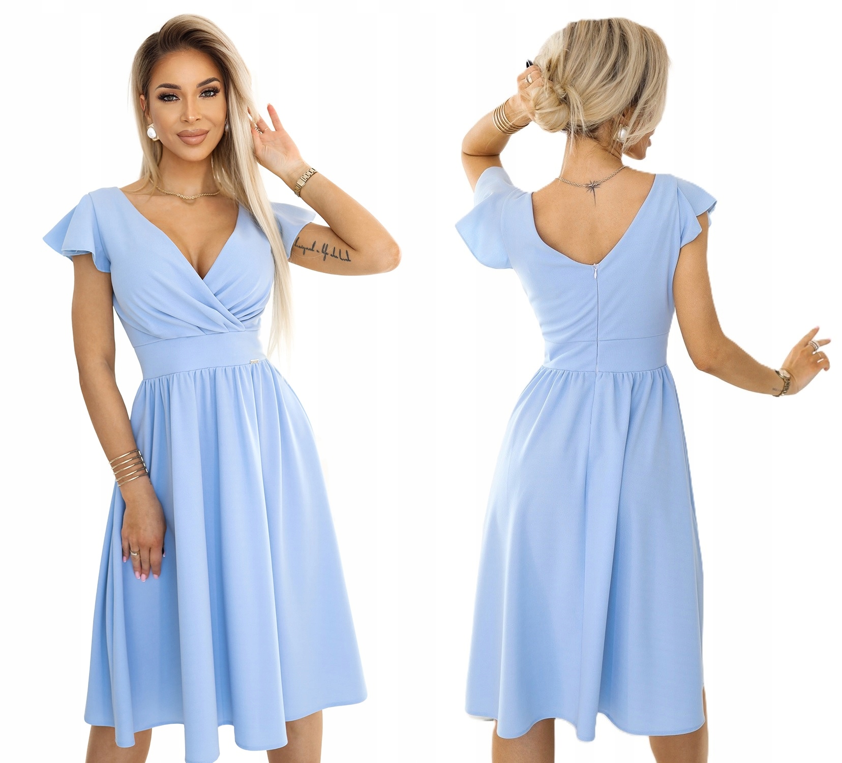 Ženské Šaty S Krátkým Rukávem Jarní Trend, Modrá L