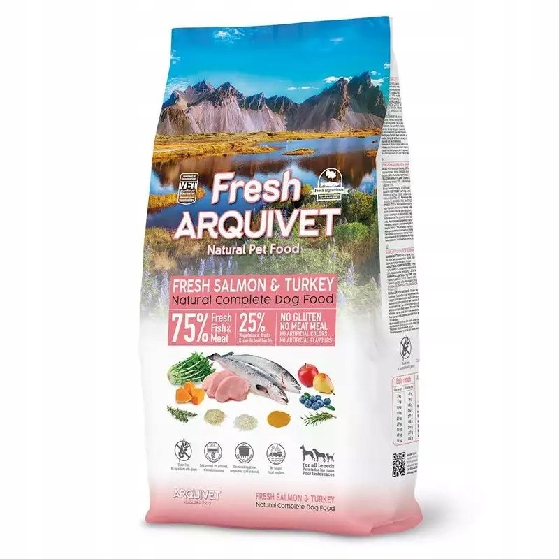 Levně Arquivet Fresh – polovlhké krmivo pro psy – losos s krůtím masem – 10 kg