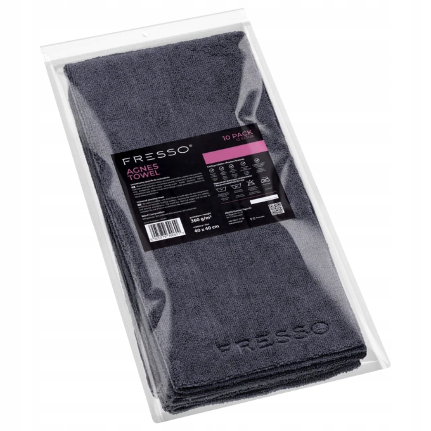 Fresso Agnes Towel 360gsm, 40x40cm 10-pack uniwersalna mikrofibra z