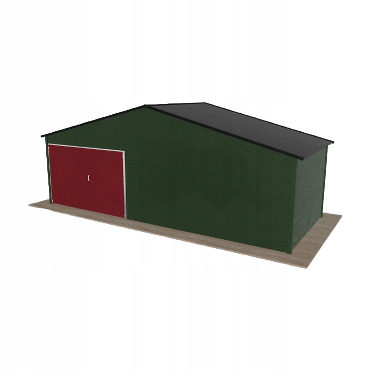 Plechová garáž 7.5 x 3 m, jednopolohová, dvouspádová, zelená