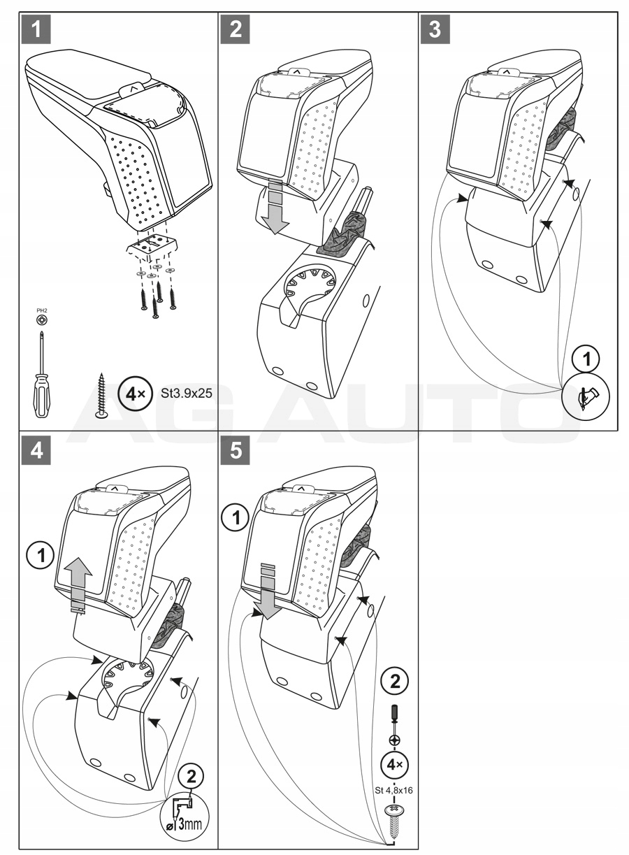 V01086 - Подлокотнике ARM2 Opel Astra H, На 2004 -2013, Bx