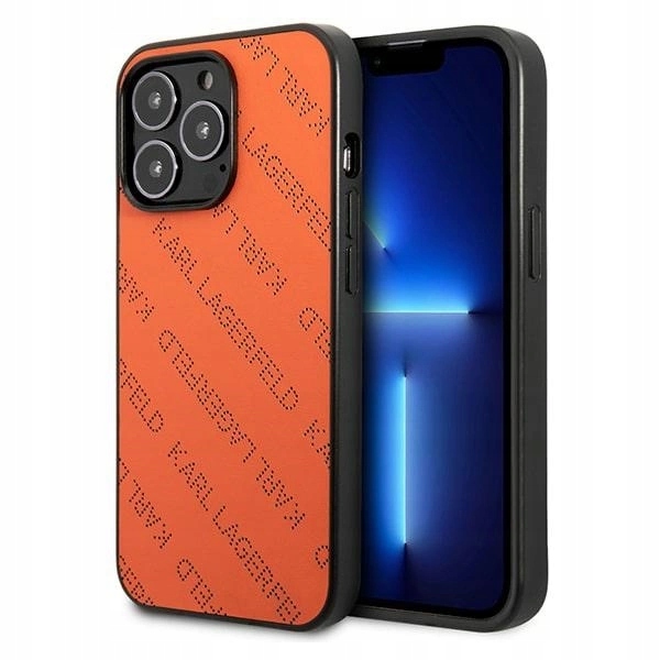 Pouzdro Karl Lagerfeld Perforated Allover pro iPhone 13 Pro 13 6,1" oranžové