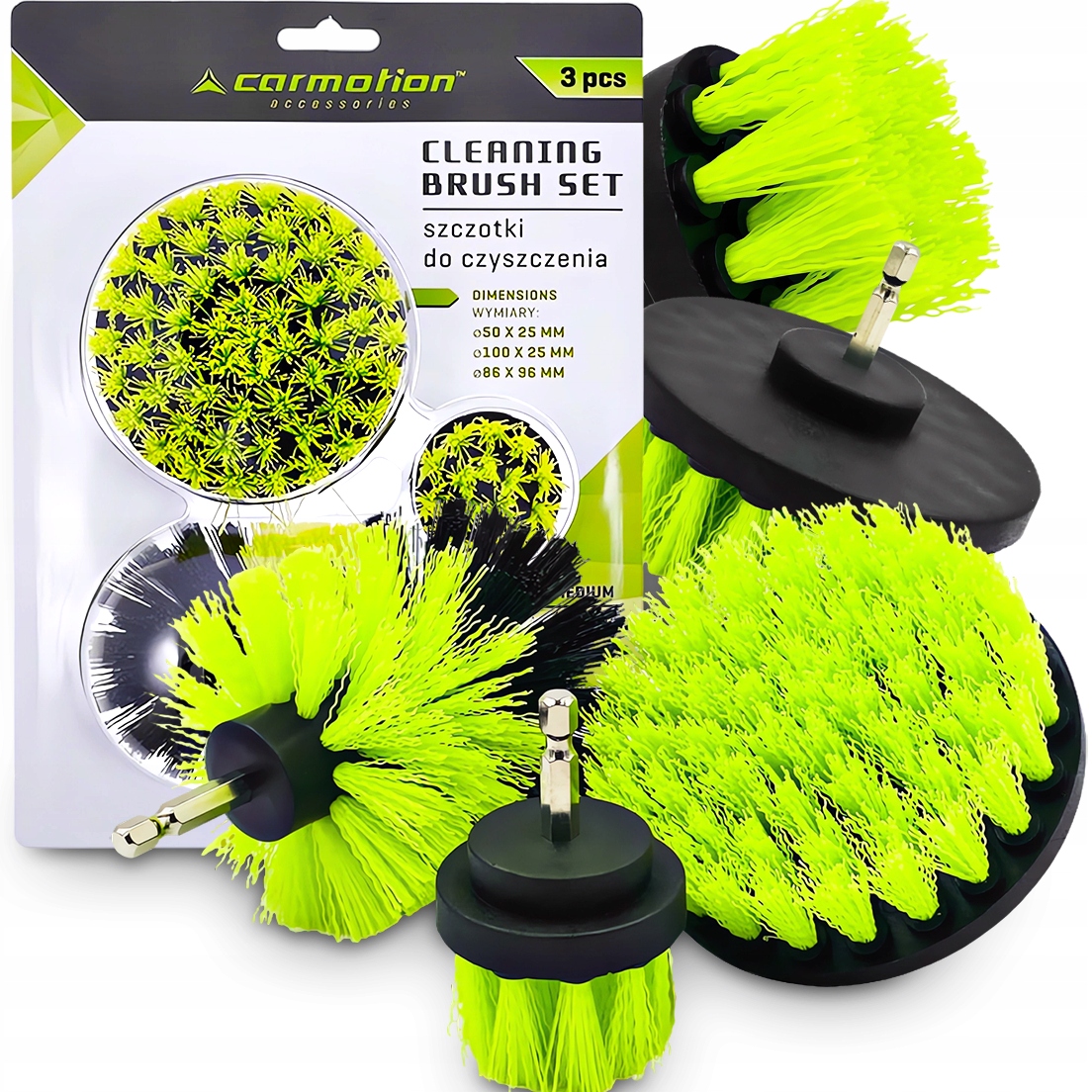 ZESTAW SZCZOTEK NA WKRĘTARKĘ WIERTARKĘ SZCZOTKI DO PRANIA SPRZĄTANIA 3 SZT
