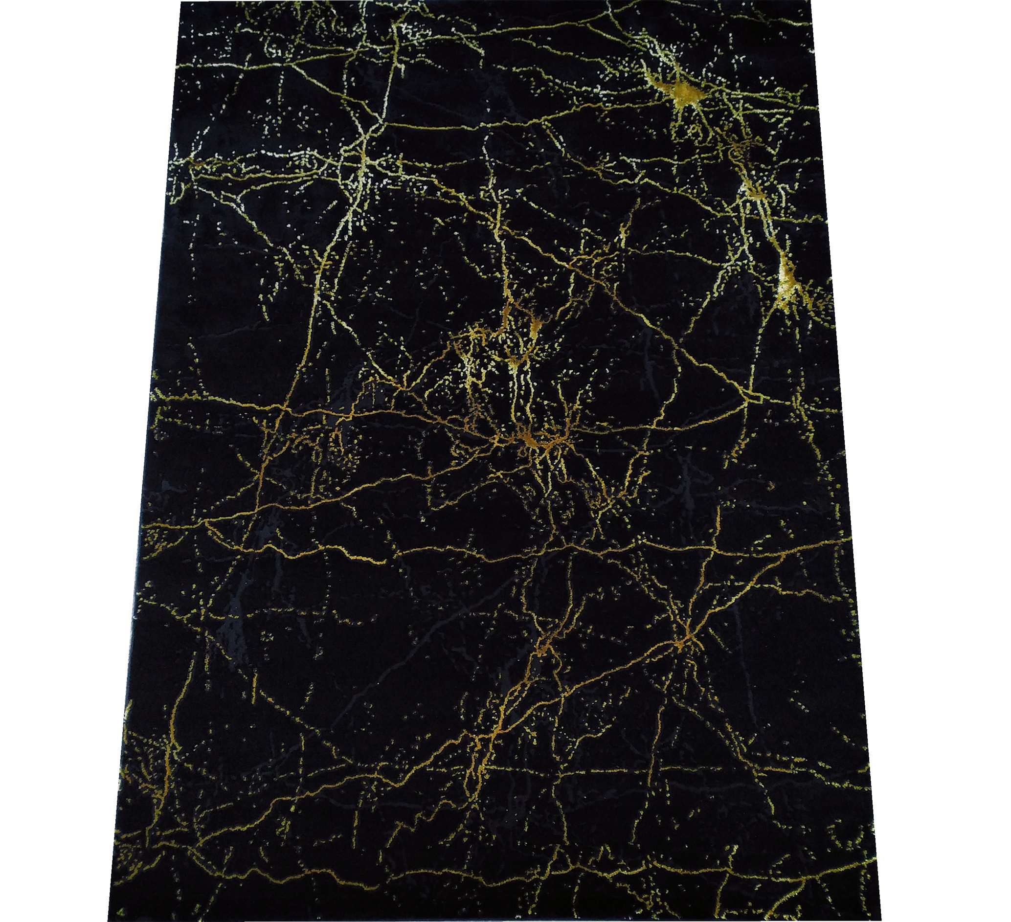 Koberec 120x180 Zlatá Lesklá Niť Mramor Čierny