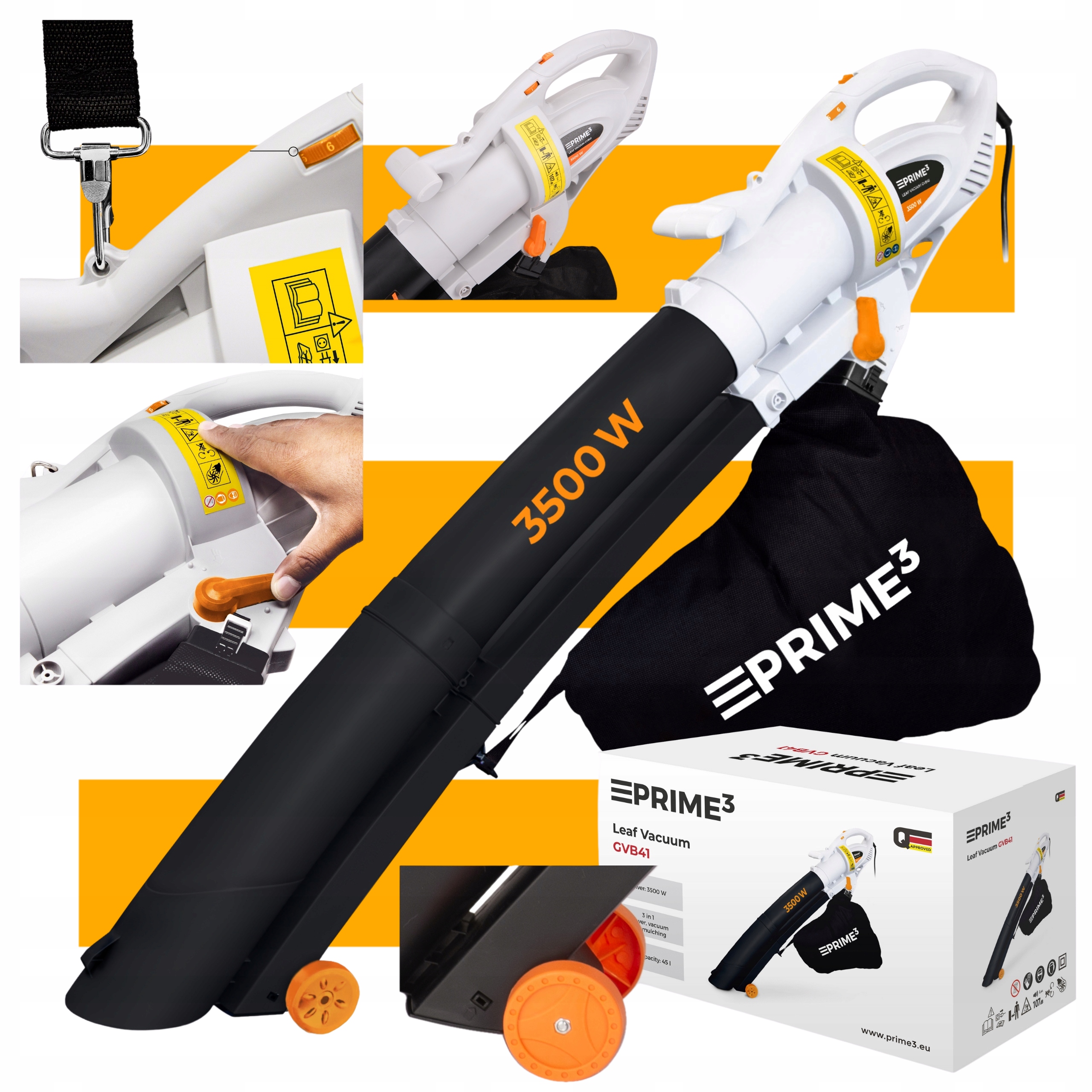 Dmuchawa Odkurzacz Do Liści Ogrodowa Mocna Rozdrabniacz 3W1 3500W