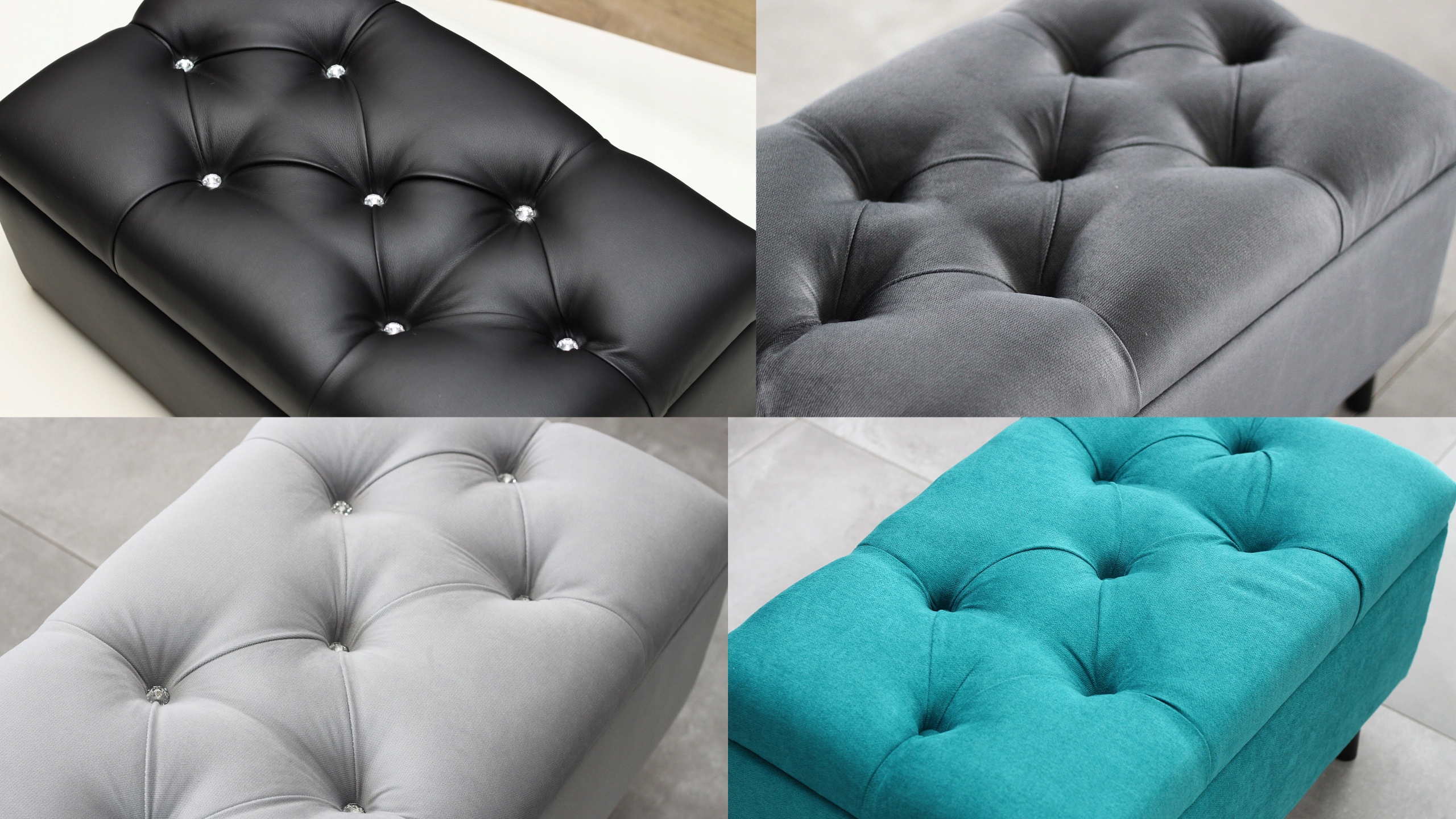 PUFA skrzynia GLAMOUR podnóżek CHESTERFIELD+kolory Szerokość mebla 68 cm