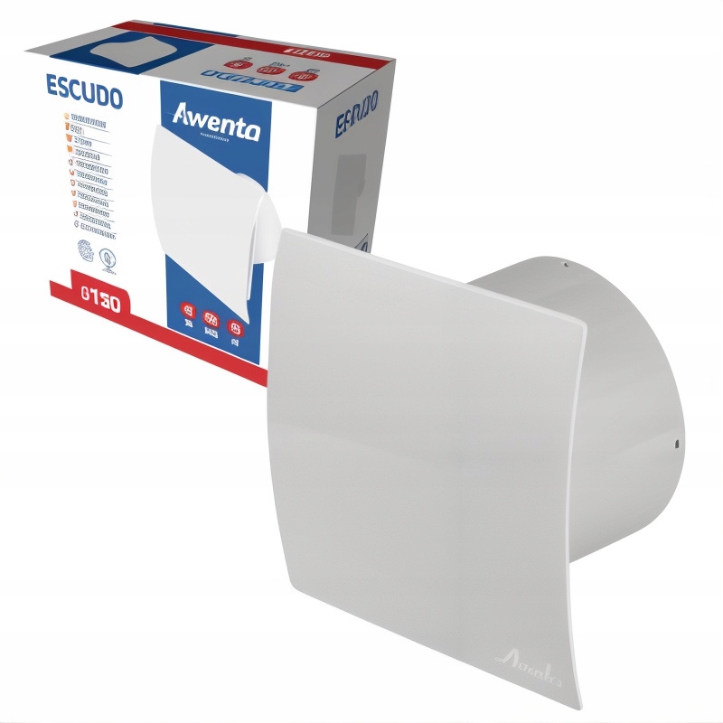 Wentylator łazienkowy biały z wyłącznikiem sznurkowym Awenta Escudo WEB150W