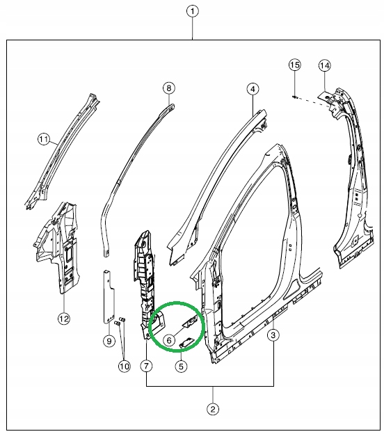 Tesla X wspornik slupka A LH 1069441 S0 A NOWY Catalog number for substitute 1069441S0A 1069441