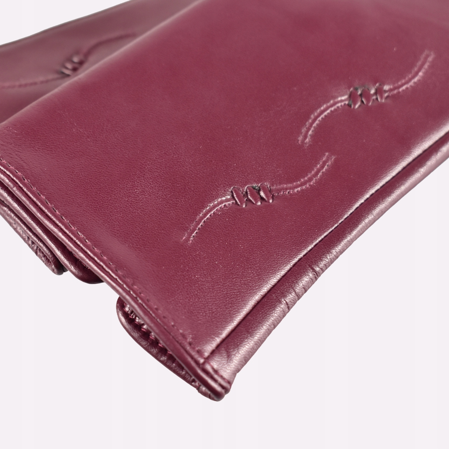 RĘKAWICZKI SKÓRZANE DAMSKIE ANTYBAKTER. BORDO - L Rozmiar L