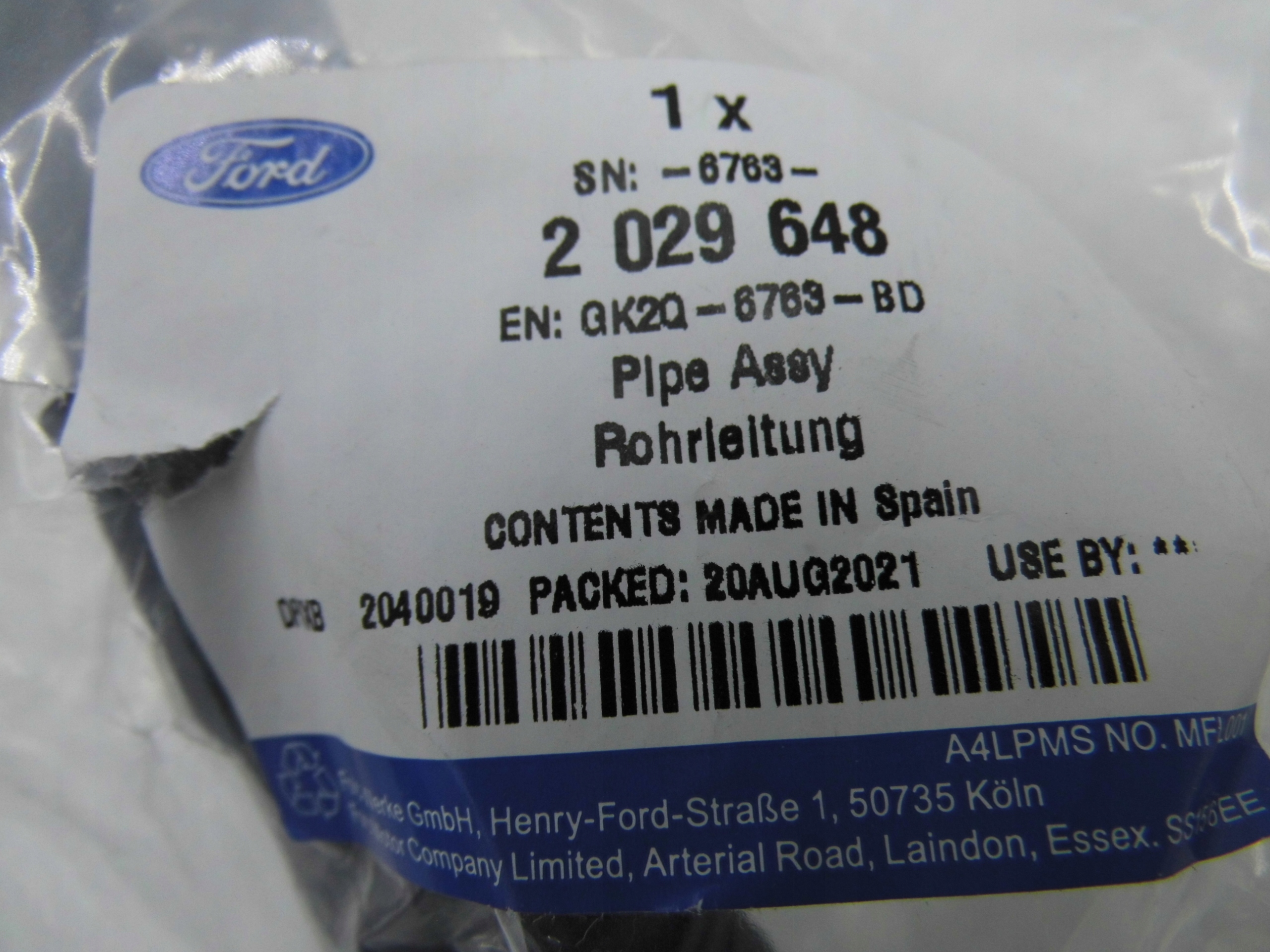 PRZEWOD WLEWU OLEJU FORD TRANSIT Mk7 Mk8 2016 Engine Type Diesel