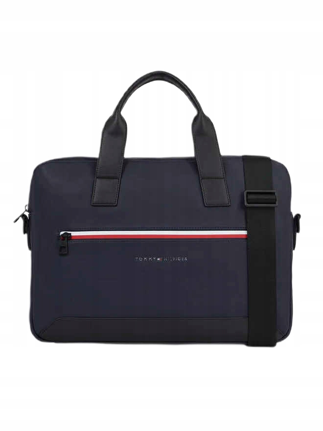 Taška Na Notebook 14" Tommy Hilfiger Th Kůže Elegantní Neseser Tmavě Modrá