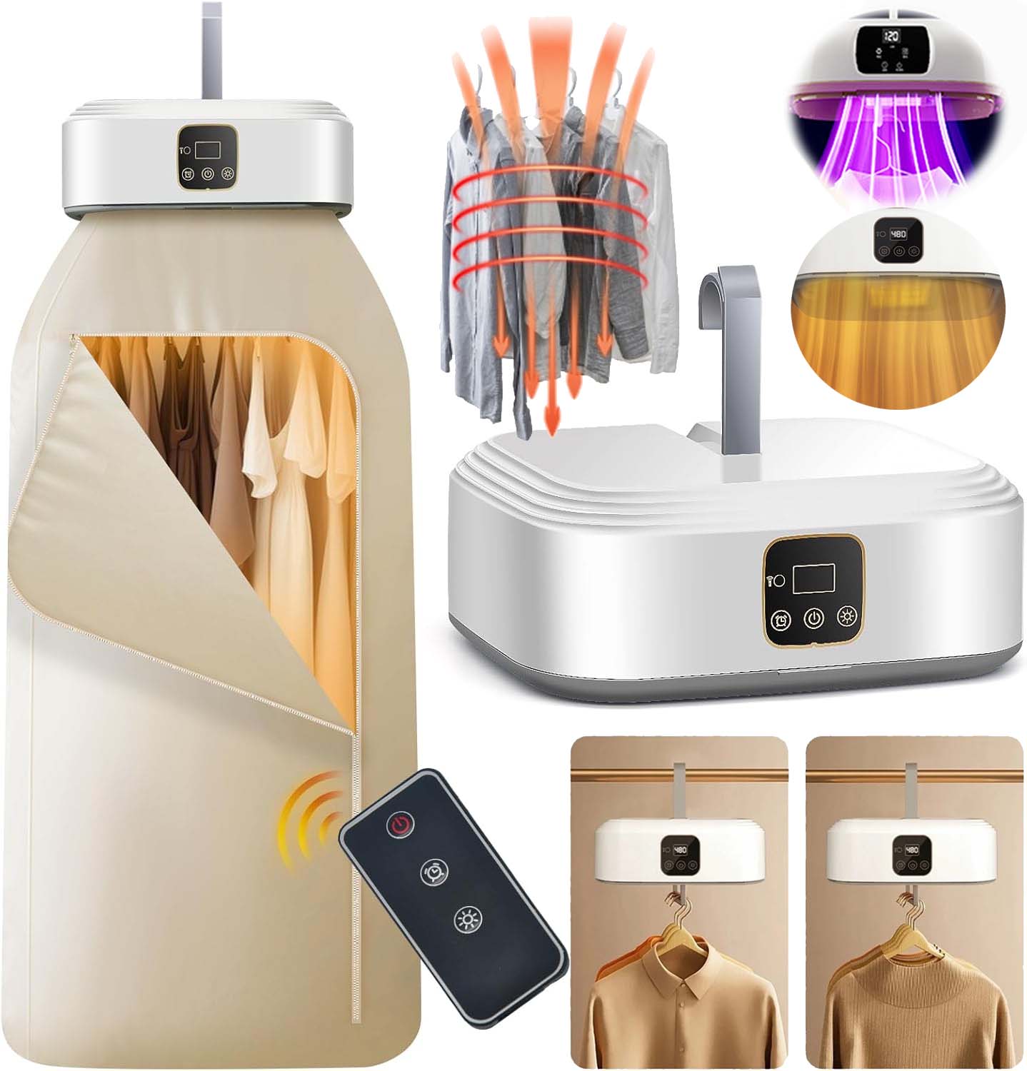 Levně Sušák Na Prádlo Blesková Elektrická Přenosná 600 W Uv Pára