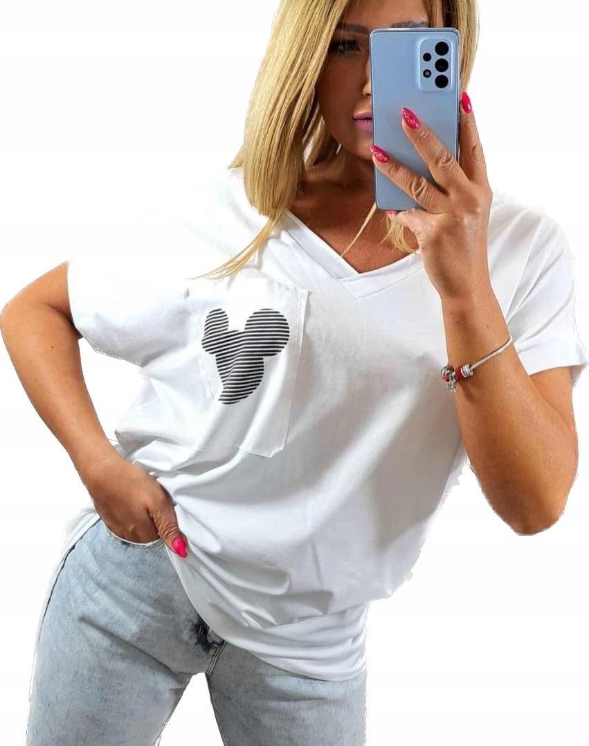 

B895 Bawełniana Bluzka T-shirt Z Kieszonką r. 54