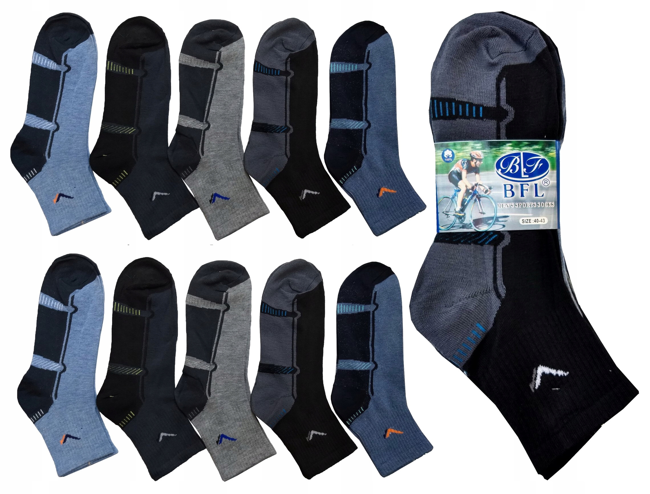 

10x Skarpety meskie Zakostki Kolorowe 40-43cm