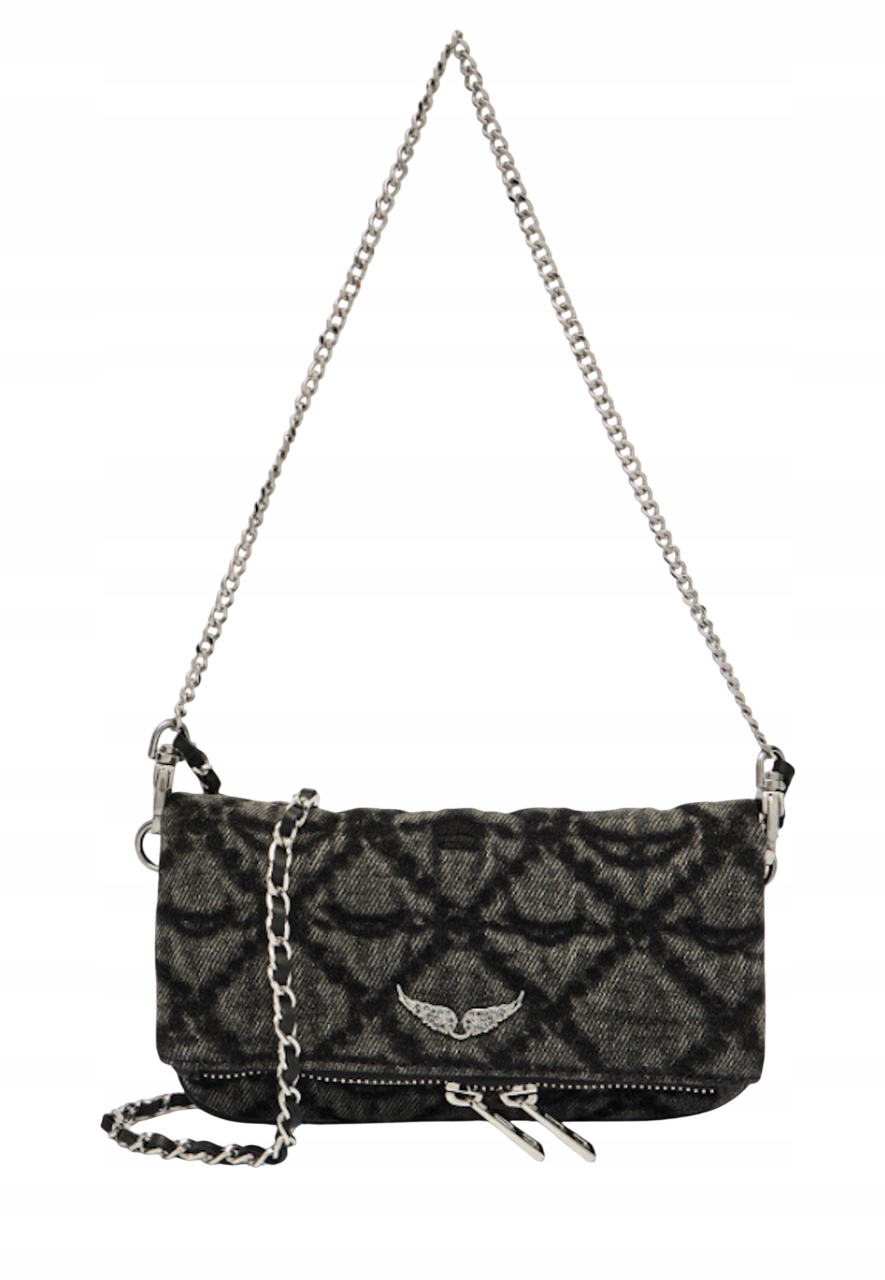 Zadig&amp;voltaire Kabelka Na Řetízku Džínová Šedá Malá Rock Nano