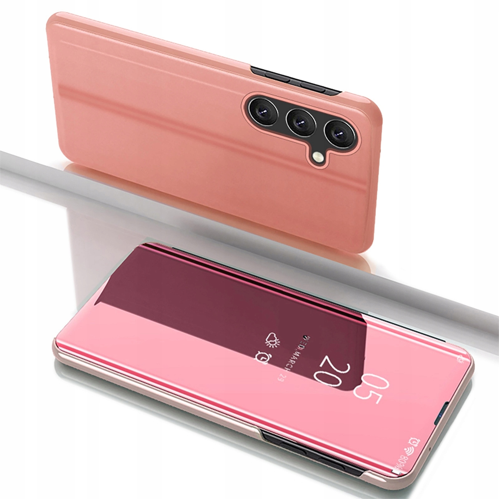 Clear View Case etui do Samsung Galaxy S25+ pokrowiec z klapką różowe