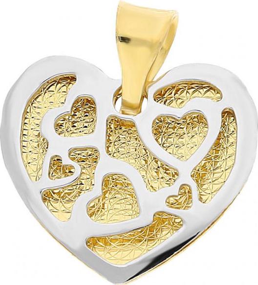 Zlatý přívěsek 585 srdce s bílým zlatem 0,91 g, módní jako dárek 14k