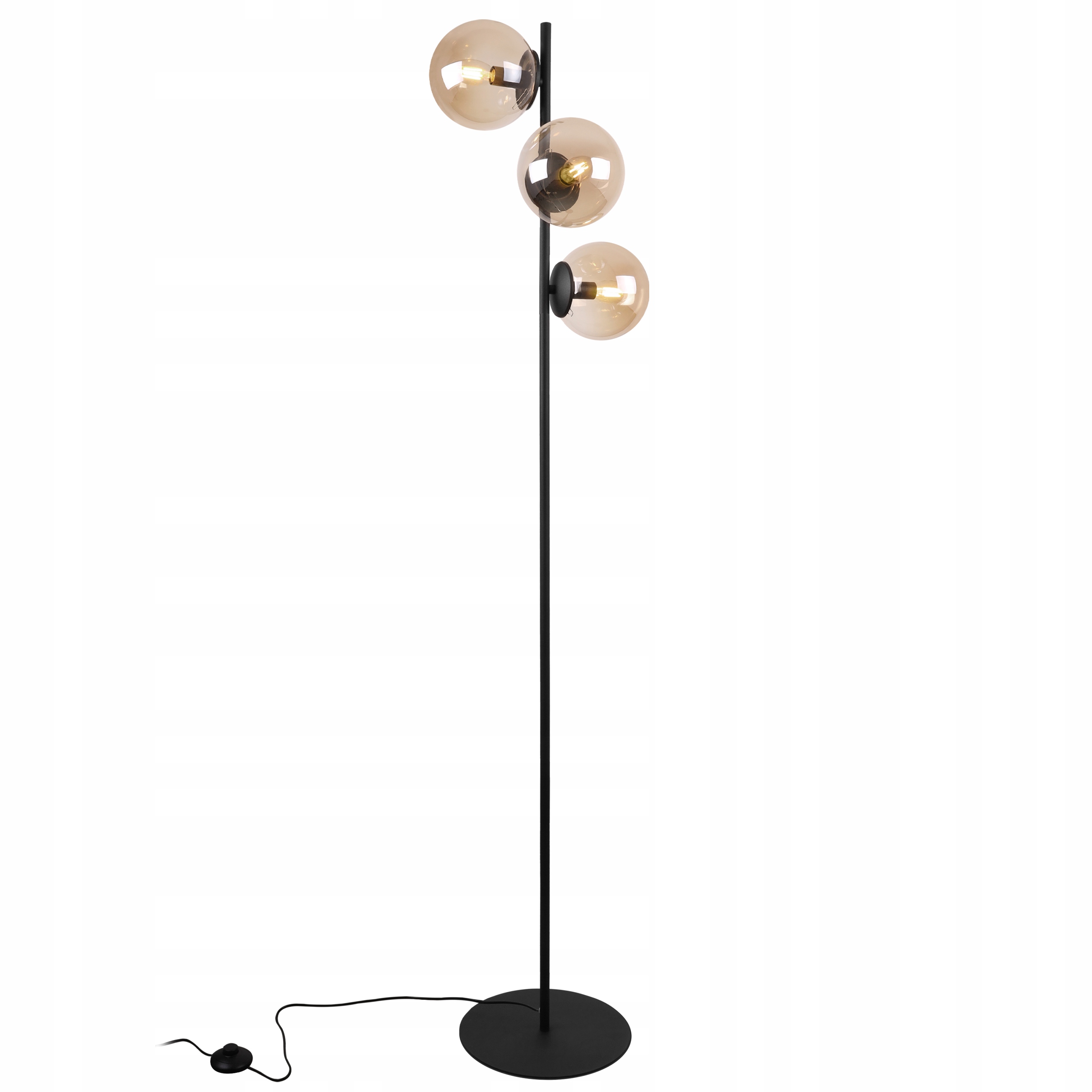 Stojaca Podlahová Lampa Čierna Loft Medové Tienidlá Guličky Moderné Sklo