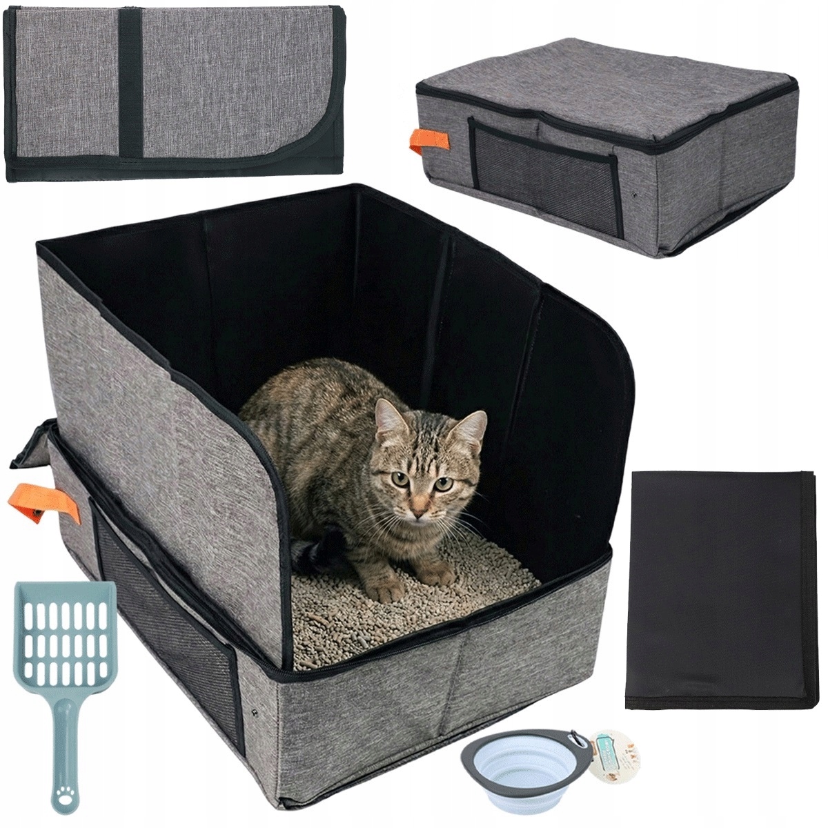 Kočičí Toaleta s držadlem a zesílenou základnou, šedá