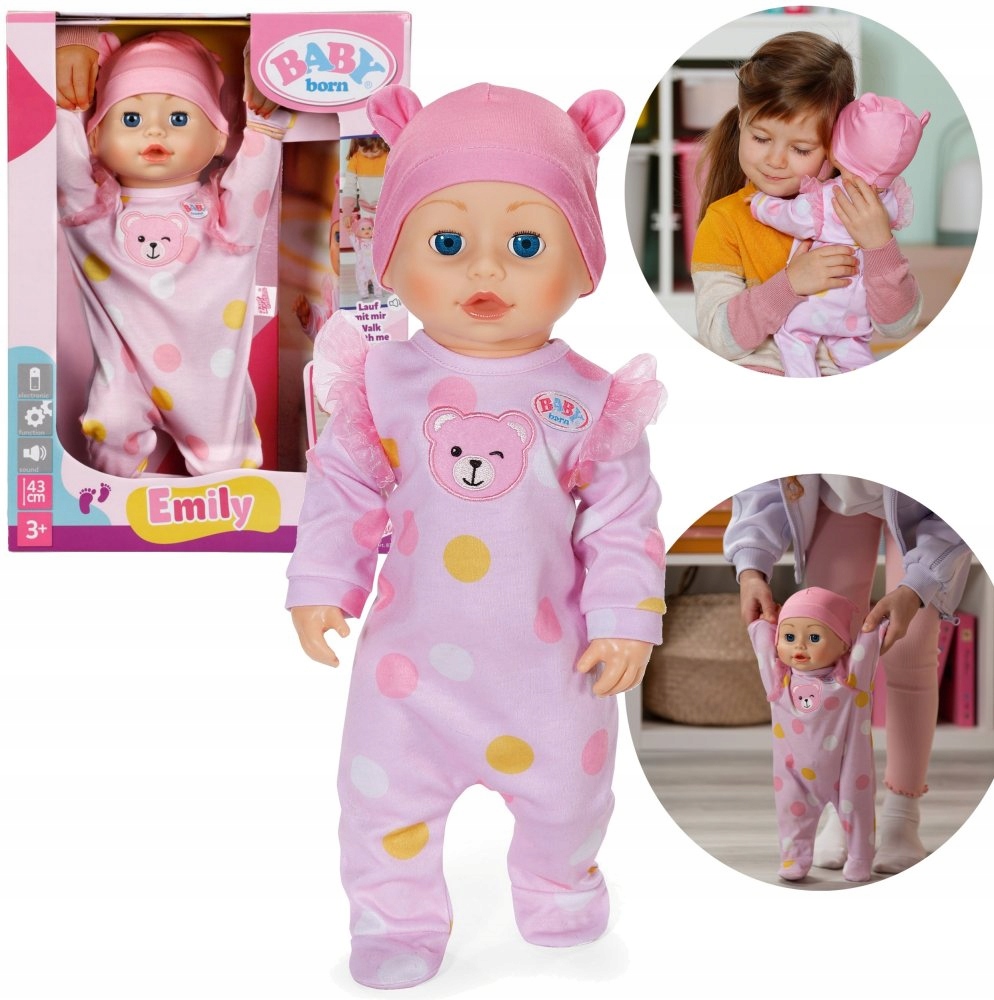 Baby born Interaktywna lalka Emily Walk with me 43 cm bobas Nauka Chodzenia