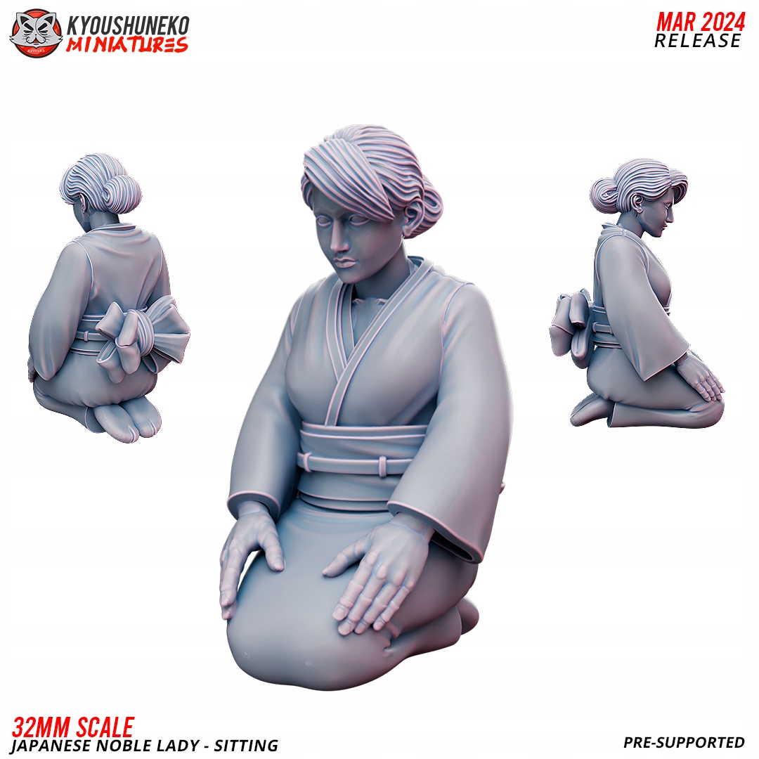 Japanese Noble Lady Sitting Kyoushuneko Miniatures